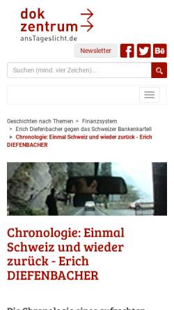 Vorschau der mobilen Webseite www.anstageslicht.de, Chronologie: Einmal Schweiz und wieder zurück - Erich Diefenbacher