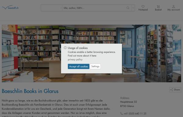 Vorschau von baeschlin.lesestoff.ch, Buchhandlung Baeschlin