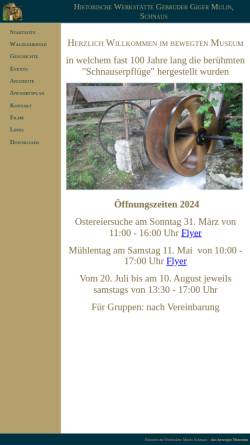 Vorschau der mobilen Webseite www.mulin-schnaus.ch, Historische Werkstätte Gebrüder Giger