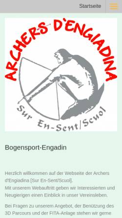 Vorschau der mobilen Webseite www.bogensport-engadin.ch, Archers-Engiadina