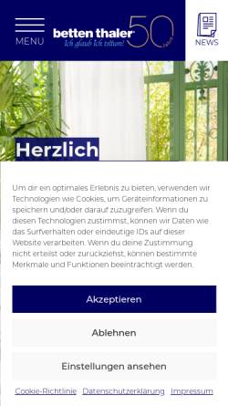 Vorschau der mobilen Webseite www.bettenthaler.ch, Betten Thaler
