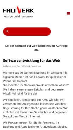 Vorschau der mobilen Webseite faltwerk.ch, Faltwerk Solutions