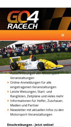 Vorschau der mobilen Webseite www.go4race.ch, Go4race - Automobil Club Schweiz