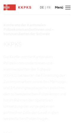 Vorschau der mobilen Webseite www.kkpks.ch, Konferenz der Kantonalen Polizeikommandanten