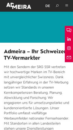Vorschau der mobilen Webseite admeira.ch, Admeira