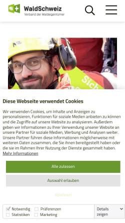 Vorschau der mobilen Webseite www.waldschweiz.ch, WaldSchweiz