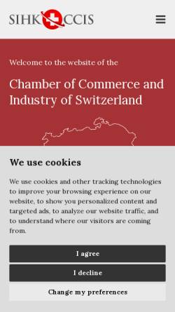 Vorschau der mobilen Webseite www.sihk.ch, Schweizer Industrie- und Handelskammer (SIHK)