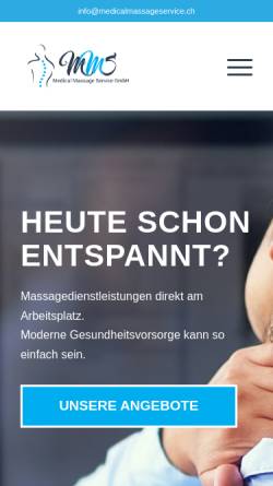 Vorschau der mobilen Webseite www.medicalmassageservice.ch, Medical Massage Service GmbH