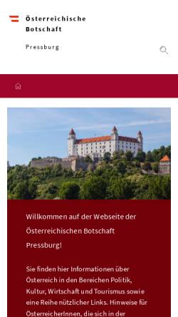 Vorschau der mobilen Webseite www.bmeia.gv.at, Österreichische Botschaft Pressburg