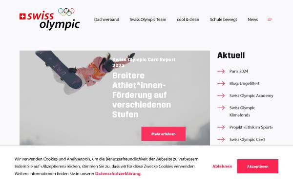 Vorschau von www.swissolympic.ch, Swiss Olympic Association