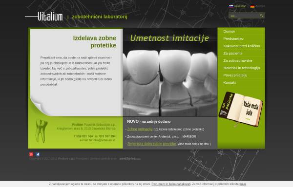 Vorschau von www.vitalium.si, Vitalium Zahnlabor
