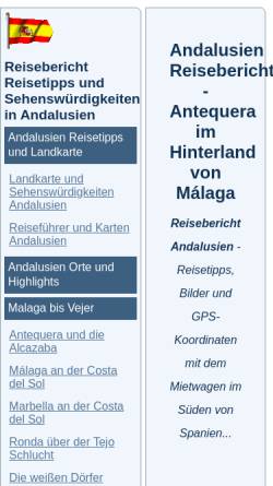 Vorschau der mobilen Webseite www.astrosoft.de, Reisetipps und Sehenswürdigkeiten zu Antequera in Andalusien