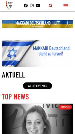 Vorschau der mobilen Webseite makkabi.de, Makkabi Deutschland e.V.