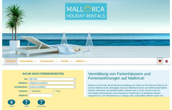 Vorschau von www.mallorca-holiday-rentals.info, Mallorca Holiday Rentals