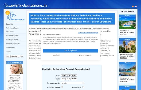 Vorschau von www.traumferienhausreisen.de, Traumferienhausreisen