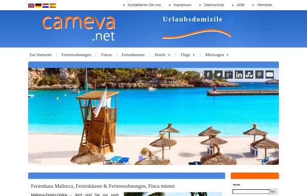 Vorschau von cameva.net, Cameva Urlaubsdomizile