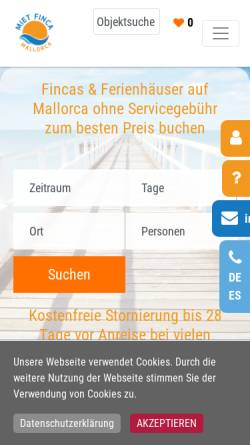 Vorschau der mobilen Webseite miet-finca-mallorca.de, Miet Finca Mallorca