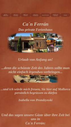 Vorschau der mobilen Webseite www.santanyi-ferienhaus.de, Santanyi Ferienhaus