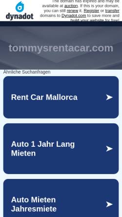 Vorschau der mobilen Webseite www.tommysrentacar.com, Tommys Rent a Car