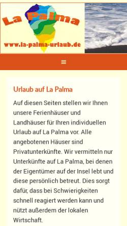 Vorschau der mobilen Webseite www.la-palma-urlaub.de, La Palma Urlaub