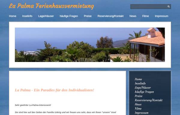 Vorschau von www.lapalma-ferienhaeuser.de, La Palma Ferienhausvermietung