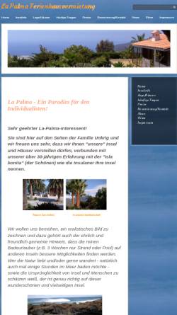Vorschau der mobilen Webseite www.lapalma-ferienhaeuser.de, La Palma Ferienhausvermietung