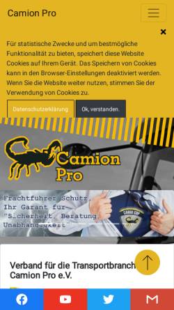 Vorschau der mobilen Webseite www.camionpro.de, Camion Pro e. V.