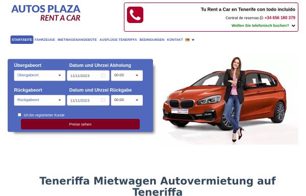 Vorschau von www.teneriffaautovermietung.com, Autos Plaza Rent A Car