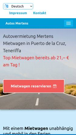 Vorschau der mobilen Webseite autos-mertens.com, Mertens Autovermietung