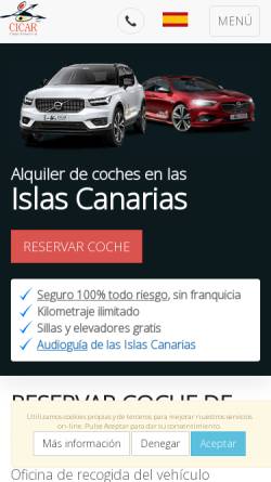 Vorschau der mobilen Webseite www.cicar.com, Canary Islands Car