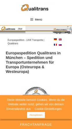 Vorschau der mobilen Webseite www.qualitrans.com, Qualitrans GmbH Internationale Spedition
