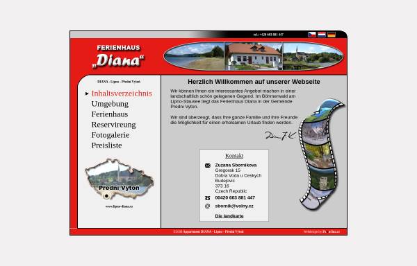 Vorschau von www.lipno-diana.cz, Ferienhaus Diana