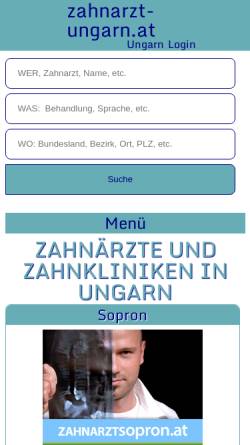 Vorschau der mobilen Webseite www.zahnarzt-ungarn.at, Zahnärzte in Ungarn