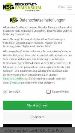 Vorschau der mobilen Webseite www.reichsstadt-gymnasium.de, Reichsstadt-Gymnasium Rothenburg ob der Tauber