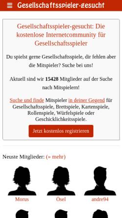 Vorschau der mobilen Webseite www.gesellschaftsspieler-gesucht.de, Gesellschaftsspieler gesucht