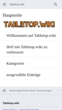 Vorschau der mobilen Webseite tabletop.wiki, Tabletop.Wiki