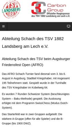 Vorschau der mobilen Webseite www.tsv-landsberg-schach.de, Abteilung Schach des TSV 1882 Landsberg am Lech e.V.