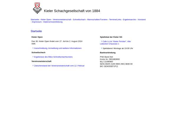 Vorschau von www.kieler-sg.de, Kieler Schachgesellschaft von 1884