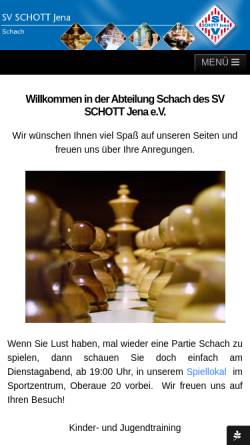 Vorschau der mobilen Webseite www.svschottjenaerglas.de, SV Schott Jena e.V., Abteilung Schach