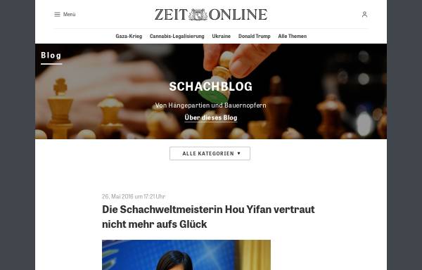 Vorschau von blog.zeit.de, Schachblog: Von Hängepartien und Bauernopfern