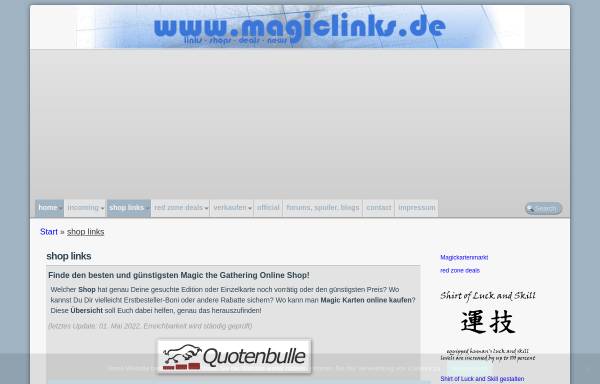 Vorschau von magiclinks.de, Magiclinks | magic the gathering shop links, news, deals, mtg, spoiler