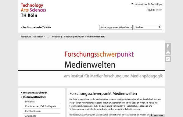 Vorschau von www.th-koeln.de, Fachhochschule Köln - Forschungsschwerpunkt Medienwelten