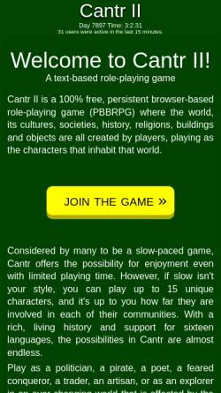 Vorschau der mobilen Webseite cantr.net, Cantr II