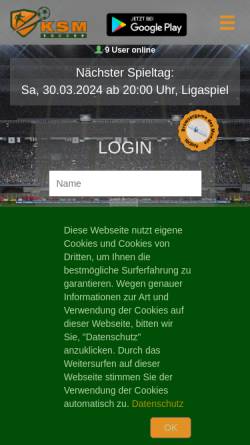 Vorschau der mobilen Webseite www.ksm-soccer.de, KSM-Soccer