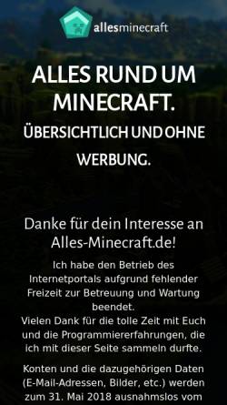 Vorschau der mobilen Webseite www.alles-minecraft.de, Alles Minecraft