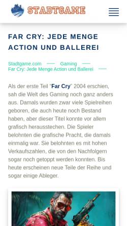 Vorschau der mobilen Webseite www.farcry-game.de, Far Cry Game