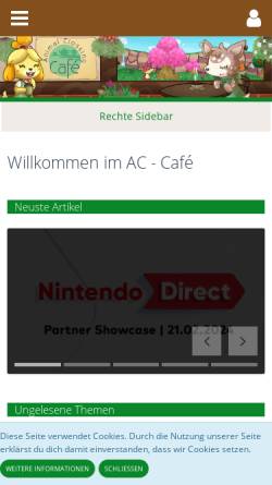 Vorschau der mobilen Webseite www.ac-cafe.de, Animal Crossing Café