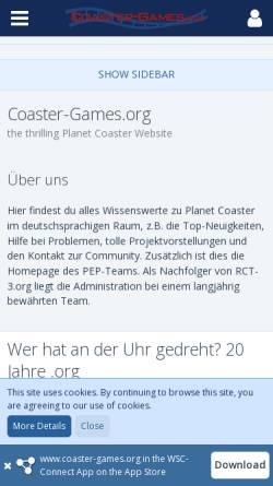 Vorschau der mobilen Webseite www.coaster-games.org, Coaster-Games.org