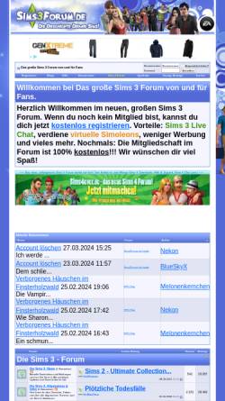 Vorschau der mobilen Webseite www.sims3forum.de, Sims3Forum.de