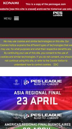 Vorschau der mobilen Webseite www.pesleague.com, Konami PES League